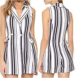 J.O.A. Striped Tuxedo Blazer Romper LARGE Chic NWT